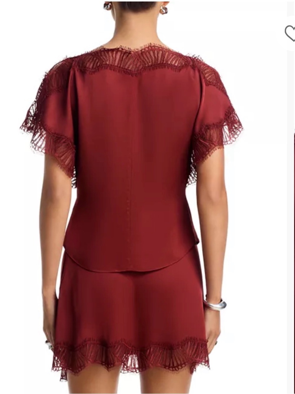 A.L.C. Burgundy Lace-Trim Silk Skirt